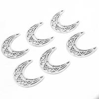 Tibetan Style Moon Pendants, plated, DIY, silver color, 32*27*1mm, 500G/Bag, Sold By Bag
