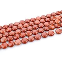 Perles bijoux en pierres gemmes, Jaspe rouge, Plat rond, poli, DIY & normes différentes pour le choix, Vendu par brin