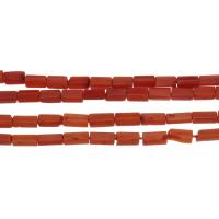Natürliche Korallen Perlen, Rechteck, rote Orange, 4x8mm, Bohrung:ca. 0.5mm, verkauft per ca. 16 ZollInch Strang