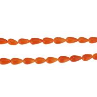 Perles en corail naturel, larme, orange rougeâtre, 5x9mm, Trou:Environ 0.5mm, Longueur Environ 16 pouce, 10Strandstoron/lot, Vendu par lot