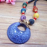 Sweater Chain Necklace, Resin, with Tibetan Style, for woman, blue, 50x50mm, Length:Approx 29.92 Inch, 5Strands/Lot, Sold By Lot