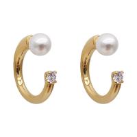 Tibetan Style Stud Earring, with Plastic Pearl, plated, fashion jewelry & for woman, nickel, lead & cadmium free, 22mm, Sold By Pair