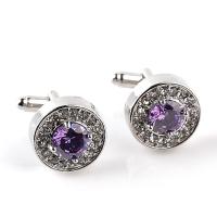 Cufflinks Zinc Alloy silver color plated durable & Unisex & with rhinestone nickel lead & cadmium free Sold By Pair