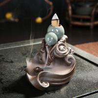 Backflow Incense Burner, Purple Clay, plated, for home and office & durable & different styles for choice, more colors for choice, 130x90x100mm, Sold By PC