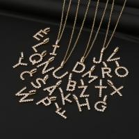 Cubic Zircon Micro Pave Brass Necklace with 1.96 inch extender chain Alphabet Letter 18K gold plated & micro pave cubic zirconia & for woman Sold By Strand