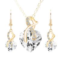Zinc Alloy Jewelry Sets earring & necklace gold color plated for woman & with rhinestone nickel lead & cadmium free Sold By Set