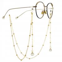 Zinc Alloy Glasses Chain with Plastic Pearl durable & anti-skidding Sold By Strand