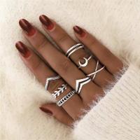 Zinc Alloy Ring Set 7 pieces & fashion jewelry silver color Sold By Set