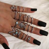 Zinc Alloy Ring Set 20 pieces & fashion jewelry silver color Sold By Set
