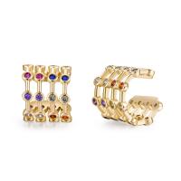 Fashion Earring Cuff and Wraps Brass Round plated fashion jewelry & micro pave cubic zirconia & for woman golden 14*12mm Sold By Pair