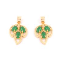 Brass Jewelry Pendants with Glass Leaf plated DIY green 22*17*4mm Approx 3mm Sold By Lot