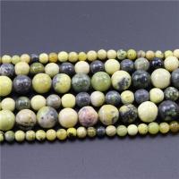 Türkis Perlen, gelbe Türkis, rund, poliert, DIY & verschiedene Größen vorhanden, verkauft von Strang