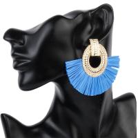 Fashion Fringe Earrings Zinc Alloy with Rafidah Grass fashion jewelry Sold By Pair