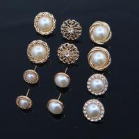 Κράμα ψευδάργυρου Stud σκουλαρίκια που, Σκουλαρίκι stud, με Πλαστικά Μαργαριτάρι, 6 τεμάχια & κοσμήματα μόδας, λευκό, Sold Με Ορισμός