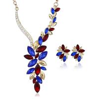 Tibetan Style Jewelry Sets, Stud Earring & necklace, with Crystal, 2 pieces & fashion jewelry, more colors for choice, Sold By Set