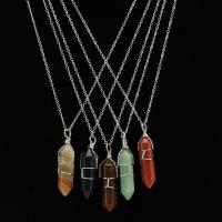 Natural Gemstone Necklace, Iron, with Crystal, fashion jewelry, more colors for choice,  48cm+5cm, Sold By Strand