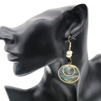 Boucles d'oreilles en alliage de zinc, avec coquille, bijoux de mode, multicolore, Vendu par paire