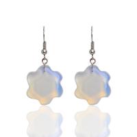 Iron Earring, with Artificial Opal, fashion jewelry, white, Sold By Pair