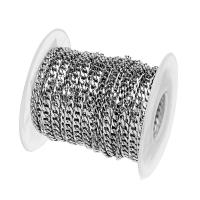 Stainless Steel Figaro Chain, oval chain, original color, 10Yards/Spool, Sold By Spool
