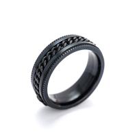 Hombres de acero inoxidable anillo del dedo, Patrón Geométrico, iónico negro, diverso tamaño para la opción & para hombre, tamaño:6-13, Vendido por UD