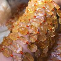Naturlig krystal perler, Citrin, Nuggets, poleret, du kan DIY, gul, 12x17mm, Solgt Per Ca. 15 inch Strand
