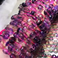 Perles de fluorite, Fluorite colorée, Plat rond, poli, dégradé de couleur & DIY & facettes, multicolore, 7x10mm, Vendu par Environ 15 pouce brin