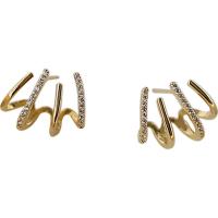 Trendy ear cuffs, Messing, plated, mode sieraden & micro pave zirconia & voor vrouw, nikkel, lood en cadmium vrij, 13mm, Verkocht door pair
