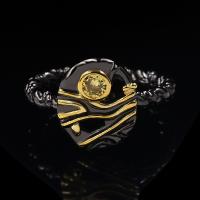 Brass Finger Ring gun black plated & for woman & with rhinestone nickel lead & cadmium free Sold By PC