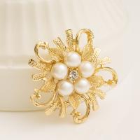 Zinc Alloy Brooches with pearl & enamel Flower plated fashion jewelry & with rhinestone 40*40mm Sold By PC