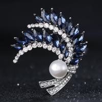 Tibetan Style Brooches, with Crystal, Wheat, plated, fashion jewelry & with rhinestone, more colors for choice, 40*37mm, Sold By PC