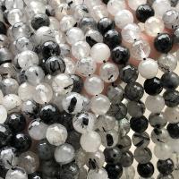 Natürlicher Quarz Perlen Schmuck, Schwarzer Rutilquarz, rund, poliert, DIY & facettierte, verkauft von Strang