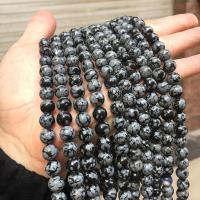 Schneeflocke Obsidian, rund, poliert, DIY & verschiedene Größen vorhanden, verkauft von Strang