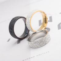 Rhinestone-Edelstahl -Finger-Ring, Edelstahl, plattiert, unisex & verschiedene Größen vorhanden & mit Strass, keine, Größe:6-13, verkauft von PC