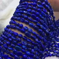 Perles Lapis Lazuli, pepite, poli, DIY, couleur bleu foncé, 8mm, Vendu par brin