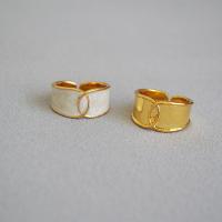 cobre Cuff Ring Finger, cromado de cor dourada, Ajustável & Esmalte de esmalte pintado à mão & para mulher, Mais cores pare escolha, 10mm, vendido por PC