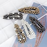 Hair Snap Clips Zinc Alloy with Plastic Pearl & for woman nickel lead & cadmium free Sold By Pair