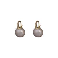 Brass Leverback Earring, with 925 Sterling Silver & Plastic Pearl, plated, micro pave cubic zirconia & for woman, more colors for choice, nickel, lead & cadmium free, 13x20mm, Sold By Pair