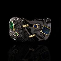 Cubic Zircon Brass Finger Ring gun black plated & micro pave cubic zirconia & for woman gold nickel lead & cadmium free Sold By PC