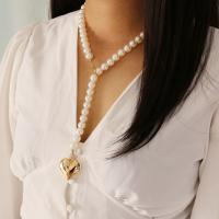CCB Necklaces, Copper Coated Plastic, Heart, plated, fashion jewelry & for woman, white, Sold Per 56 cm Strand
