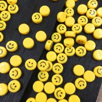 Acryl Schmuck Perlen, Lächelndes Gesichte, DIY & Epoxy Aufkleber, gelb, 12x6mm, Bohrung:ca. 3mm, verkauft von PC
