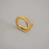 cobre Cuff Ring Finger, cromado de cor dourada, Ajustável & para mulher, tamanho:7, vendido por PC