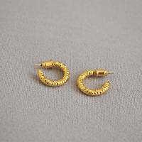 Brass Huggie Hoop Earring, gold color plated, for woman, 15mm, Sold By Pair