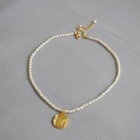 Freshwater Pearl Mässing Chain Necklace, med Freshwater Pearl, guldfärg pläterade, olika stilar för val & för kvinna, 15x20mm, Säljs av Strand