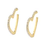 Zinc Alloy Stud Earring gold color plated for woman & with rhinestone nickel lead & cadmium free 30mm Sold By Pair