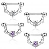 Stainless Steel Nipple Ring with Rhinestone fashion jewelry & with rhinestone Sold By PC