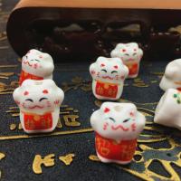 Porcelain Jewelry Beads, Fortune Cat, DIY & different styles for choice, white, 15x16x13mm, Hole:Approx 2mm, Sold By PC