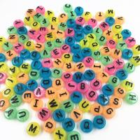 Alphabet Acrylic Beads, Round, stoving varnish, DIY, mixed colors, 10x6mm, Hole:Approx 2mm, Approx 100PCs/Bag, Sold By Bag
