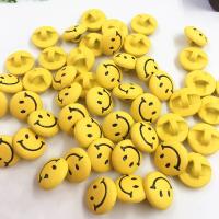 Tibetan Style Button, stoving varnish, with smiley face & DIY & frosted, yellow, nickel, lead & cadmium free, 14x8mm, Approx 100PCs/Bag, Sold By Bag