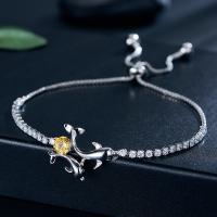 Cubic Zirconia Micro Pave Brass Bracelet Dolphin platinum plated box chain & micro pave cubic zirconia & for woman yellow nickel lead & cadmium free Sold Per Approx 9.4 Inch Strand