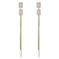 Brass Drop Earring plated fashion jewelry & for woman & with cubic zirconia nickel lead & cadmium free 83mm Sold By Pair